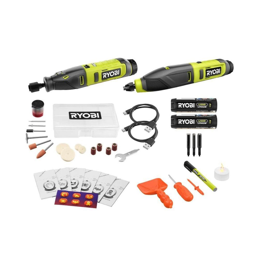 USB LITHIUM 2-TOOL COMBO KIT WITH PUMPKIN CARVING TOOLS – RYOBI