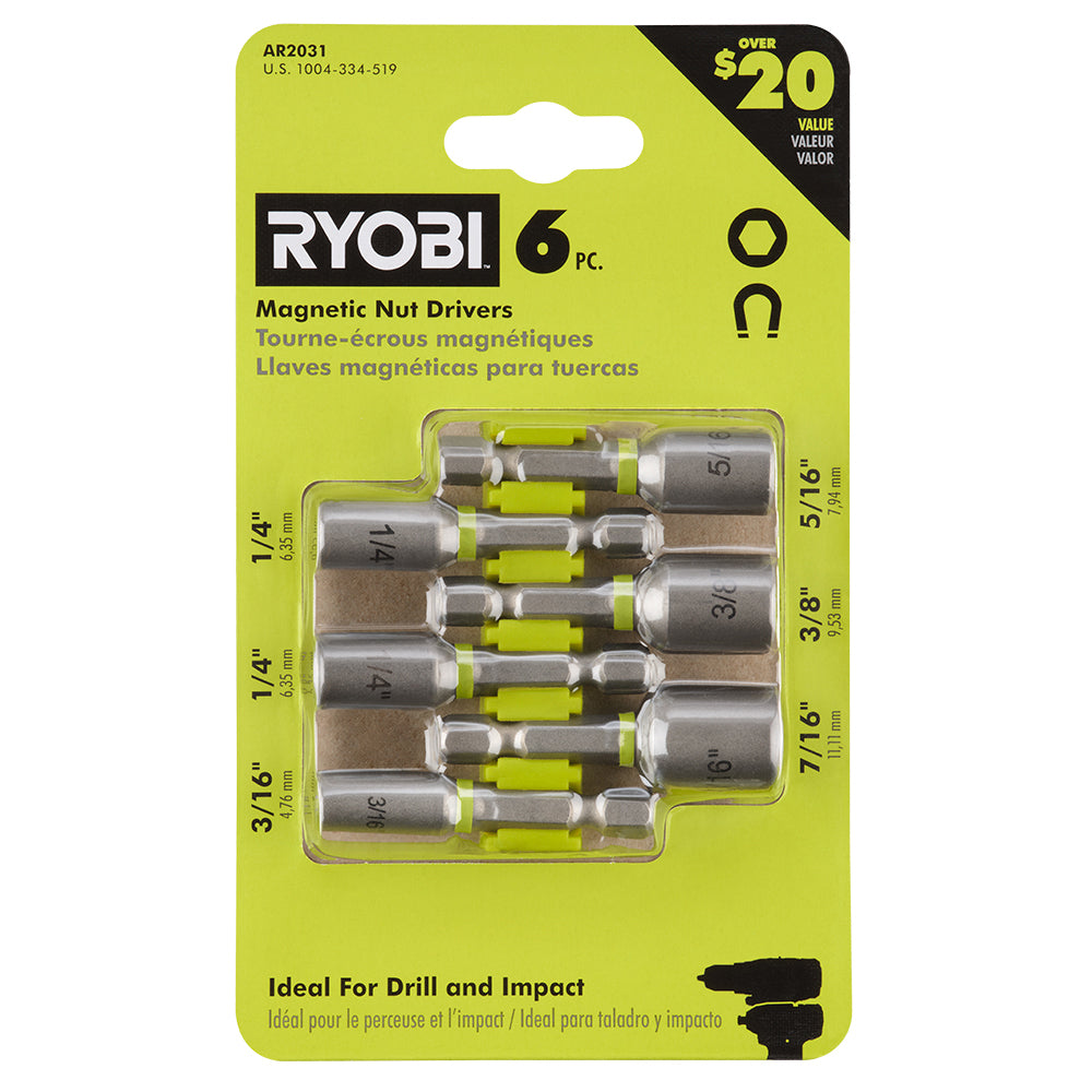 RYOBI 6PC IMPACT MAGNETIC NUT DRIVER SET – RYOBI Tools Canada