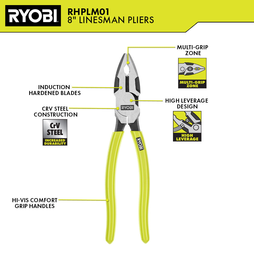 8" HIGH LEVERAGE LINESMAN PLIER Image 2