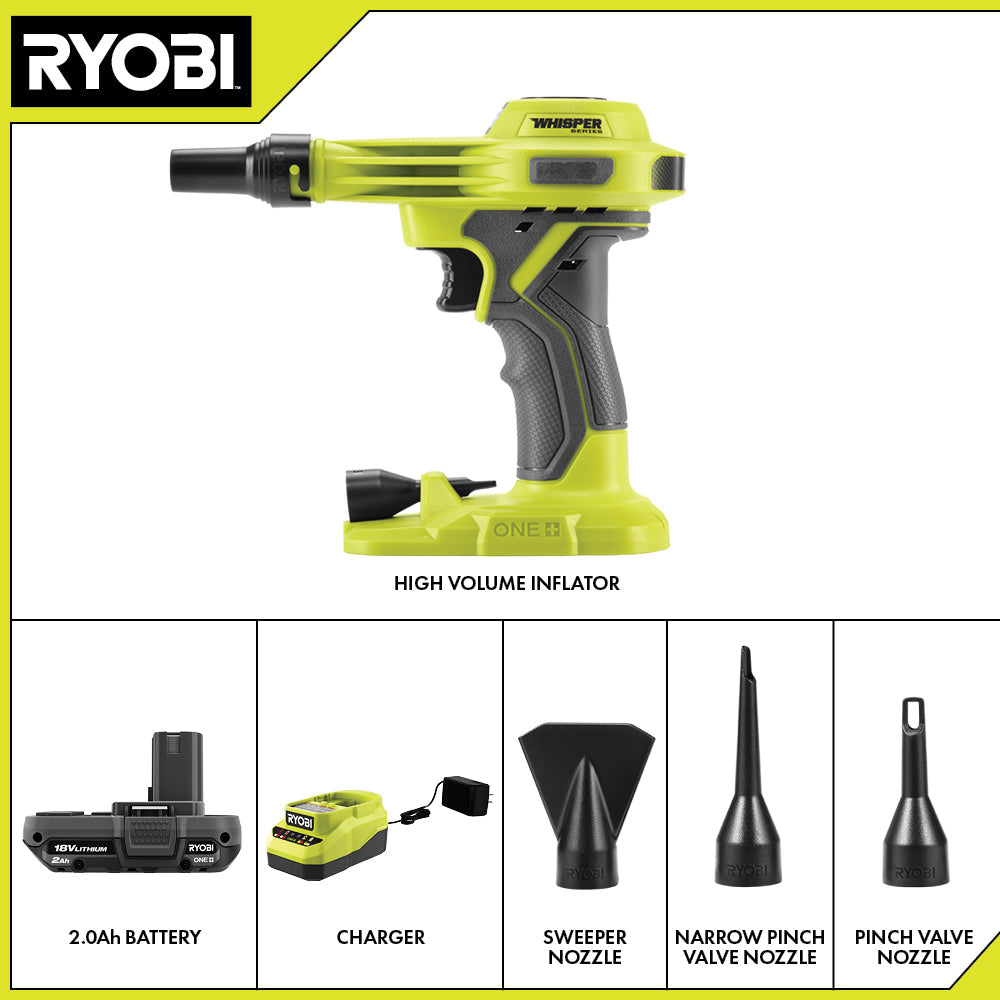 18V ONE+ WHISPER SERIES HIGH VOLUME INFLATOR KIT – RYOBI Tools Canada