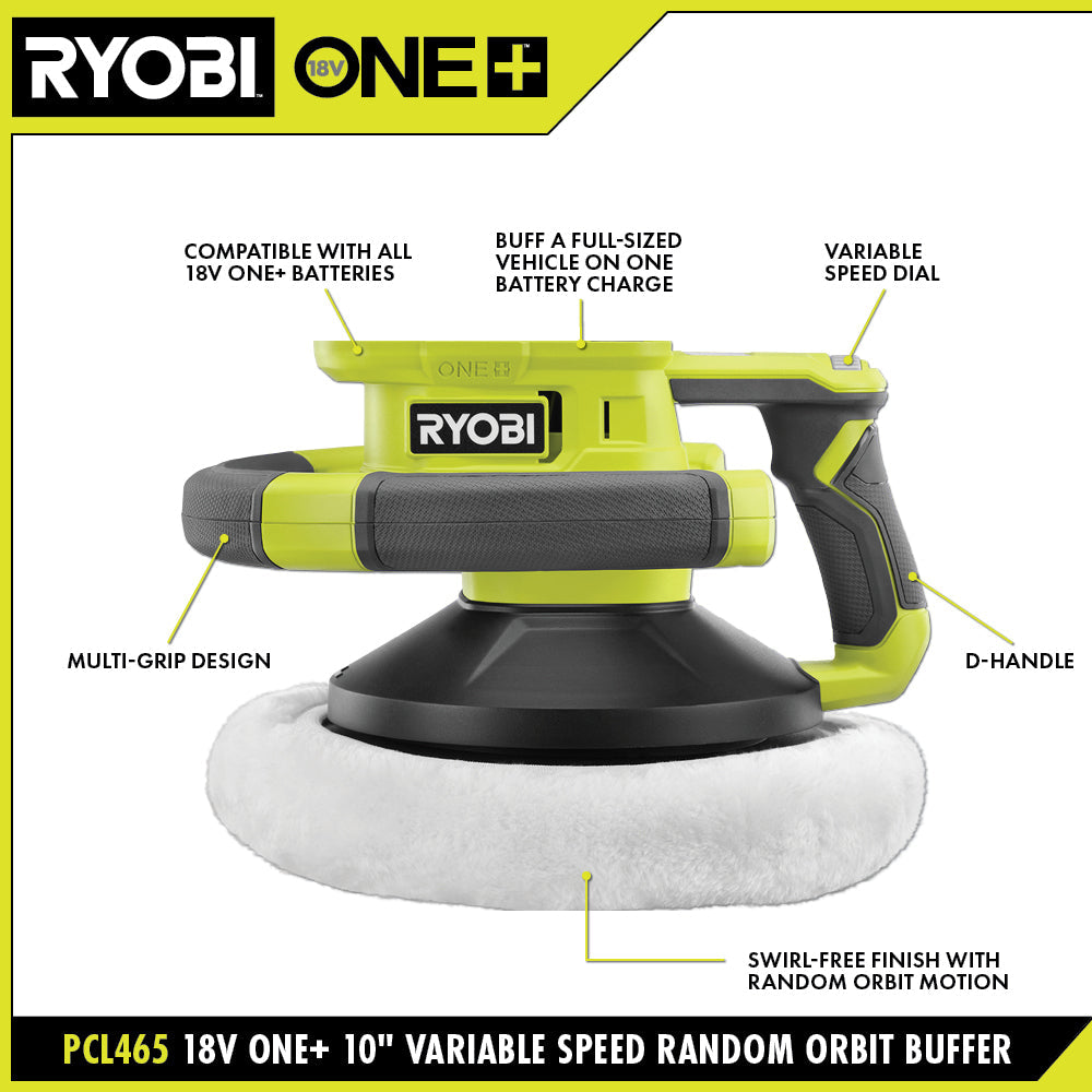 18V ONE+ 10” Variable Speed Random Orbit Buffer Kit – RYOBI Tools Canada