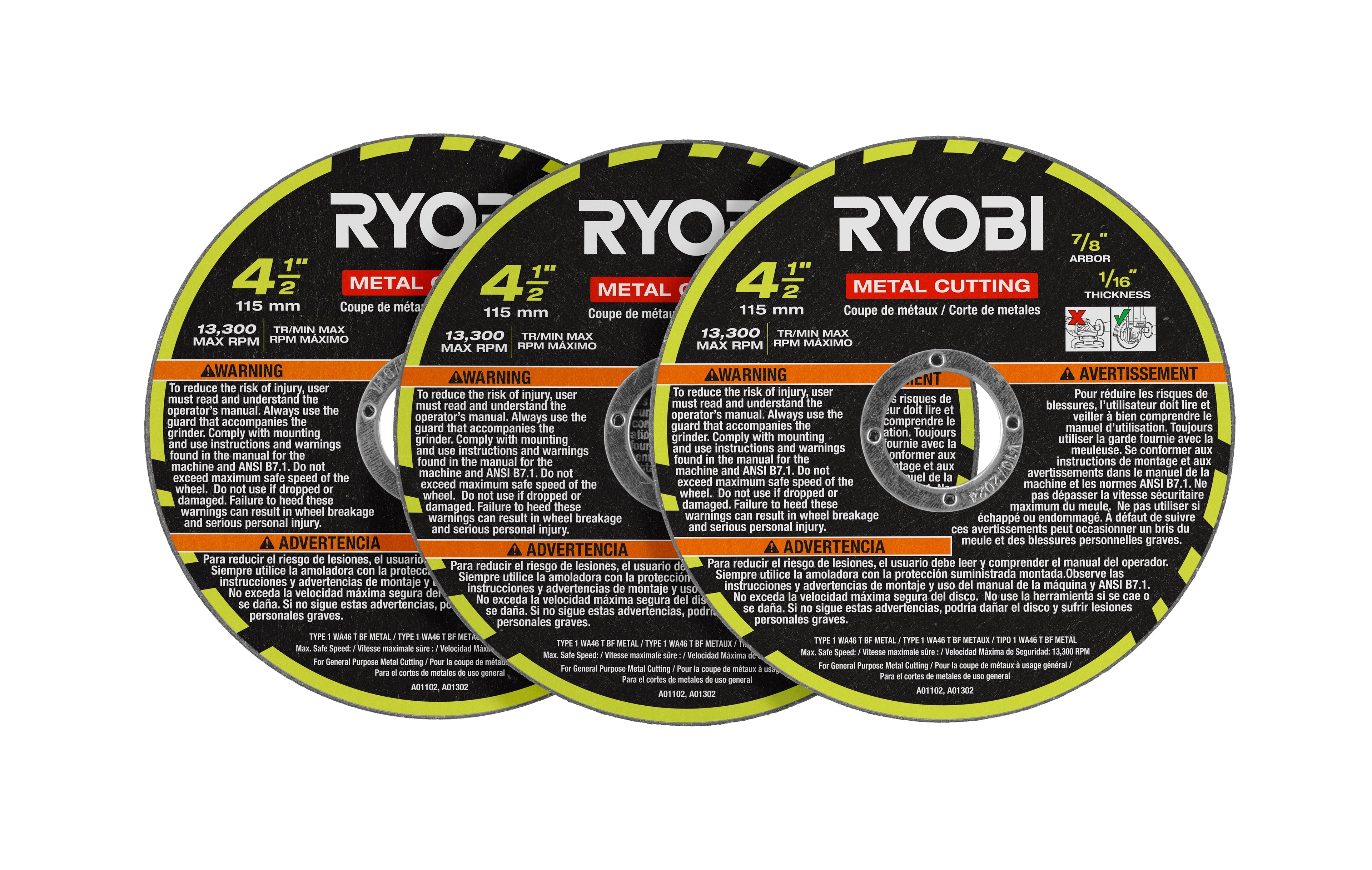 3 PC. 4-1/2" Metal Cutting Wheel Set image