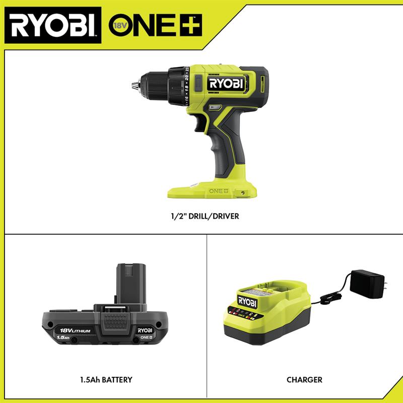 18V ONE+ 1/2" Drill/Driver Kit Image 2