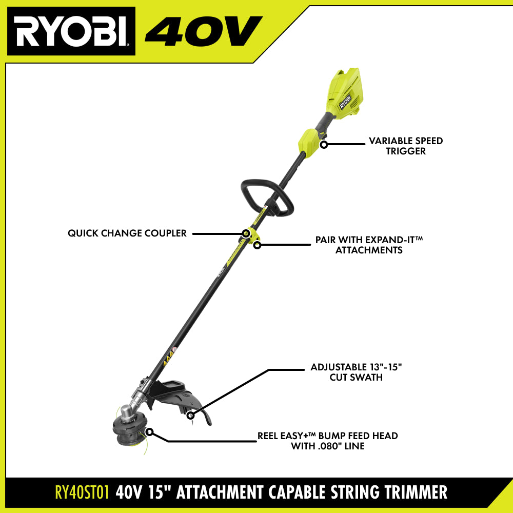 40V 15" Attachment Capable String Trimmer