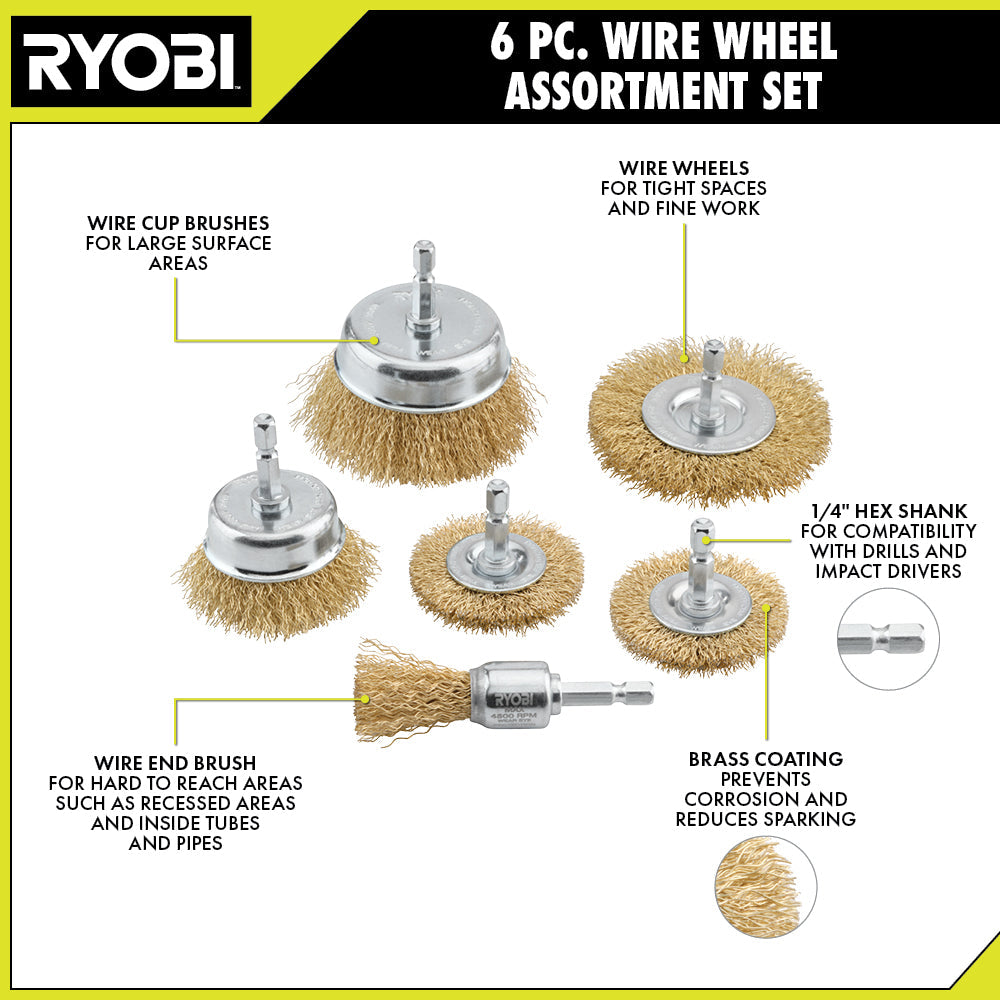 6 PC. Wire Wheel Assortment Set – RYOBI Tools Canada