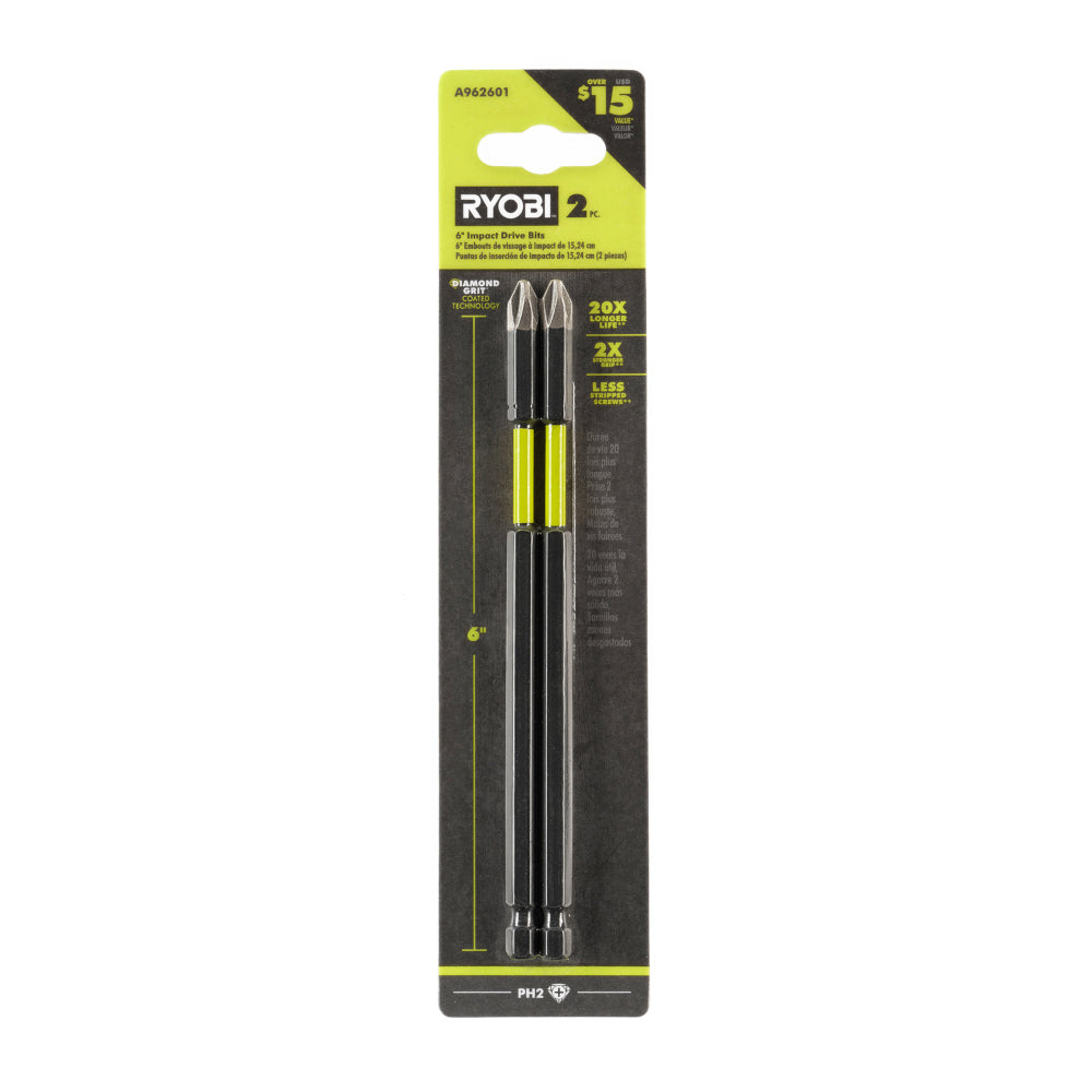 2 PC. 6" Diamond Grit Impact Drive Bits