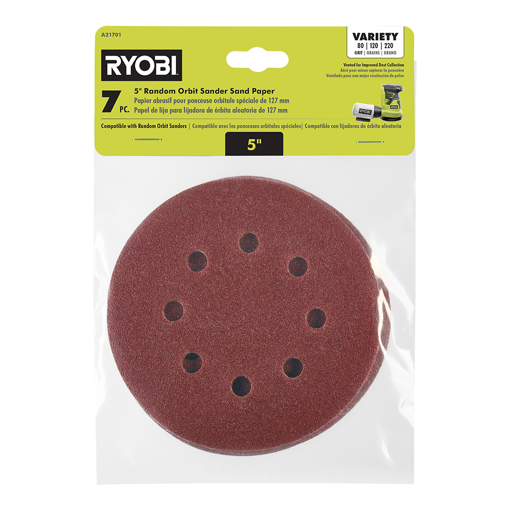 7 PC. 5" RANDOM ORBIT SANDER SAND PAPER