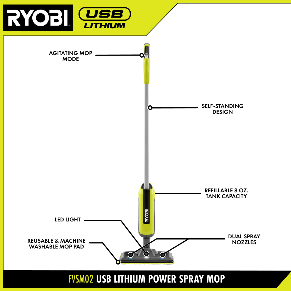 IO霧PRO CREATEs USB LITHIUM POWER SPRAY MOP KIT – RYOBI Tools Canada