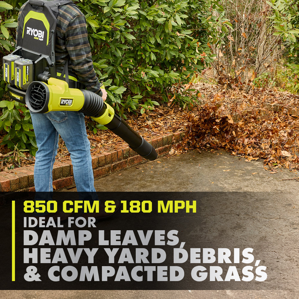 40V HP Brushless 850 CFM WHISPER SERIES Backpack Blower Kit