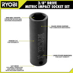 4 PC. 3/8" Drive Metric Impact Socket Set Image 3
