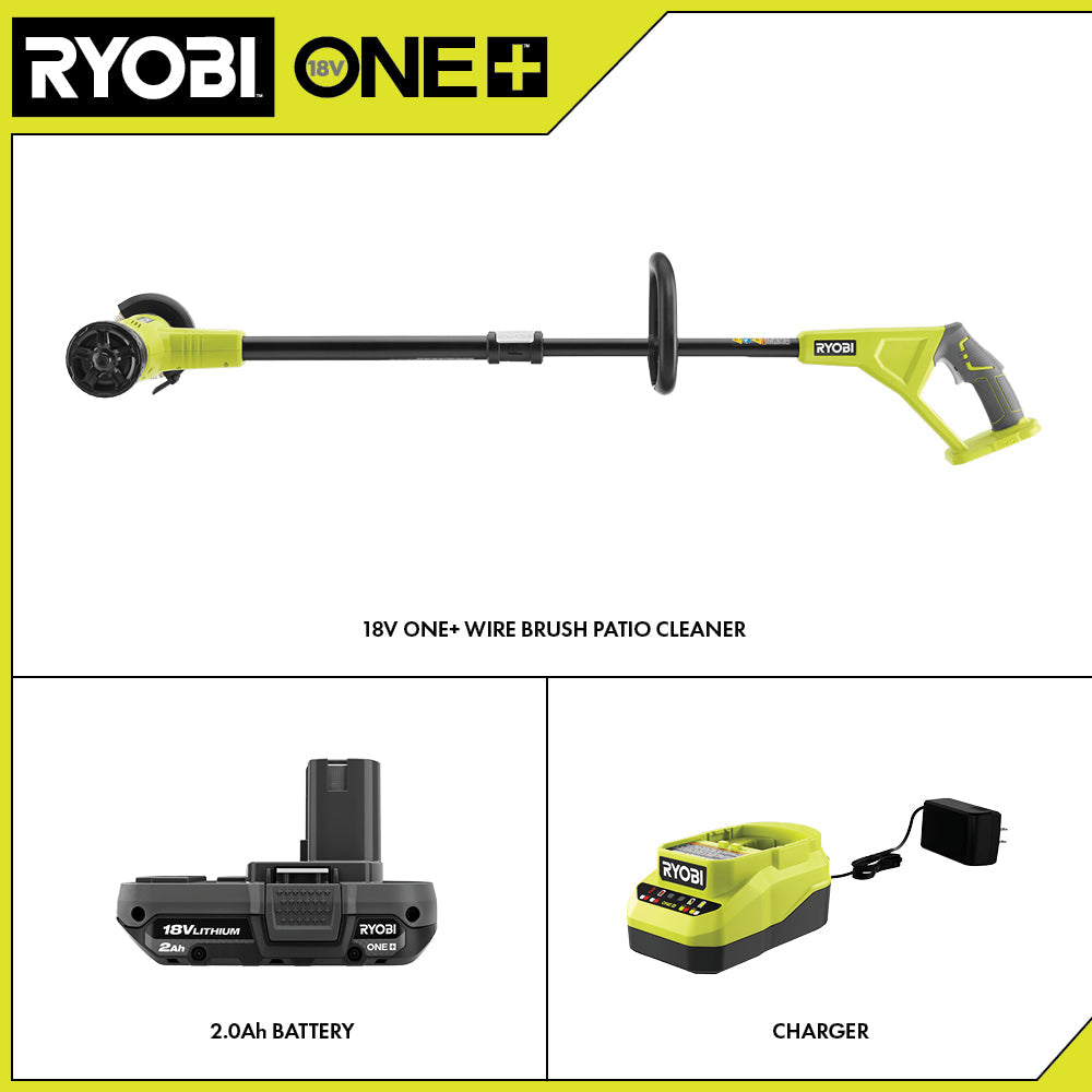 RYOBI WONDERCARBO ヤリイカ 240 18V ONE+ OUTDOOR PATIO CLEANER - WIRE BRUSH KIT – RYOBI Tools Canada
