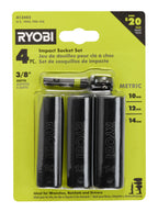 4 PC. 3/8" Drive Metric Impact Socket Set image
