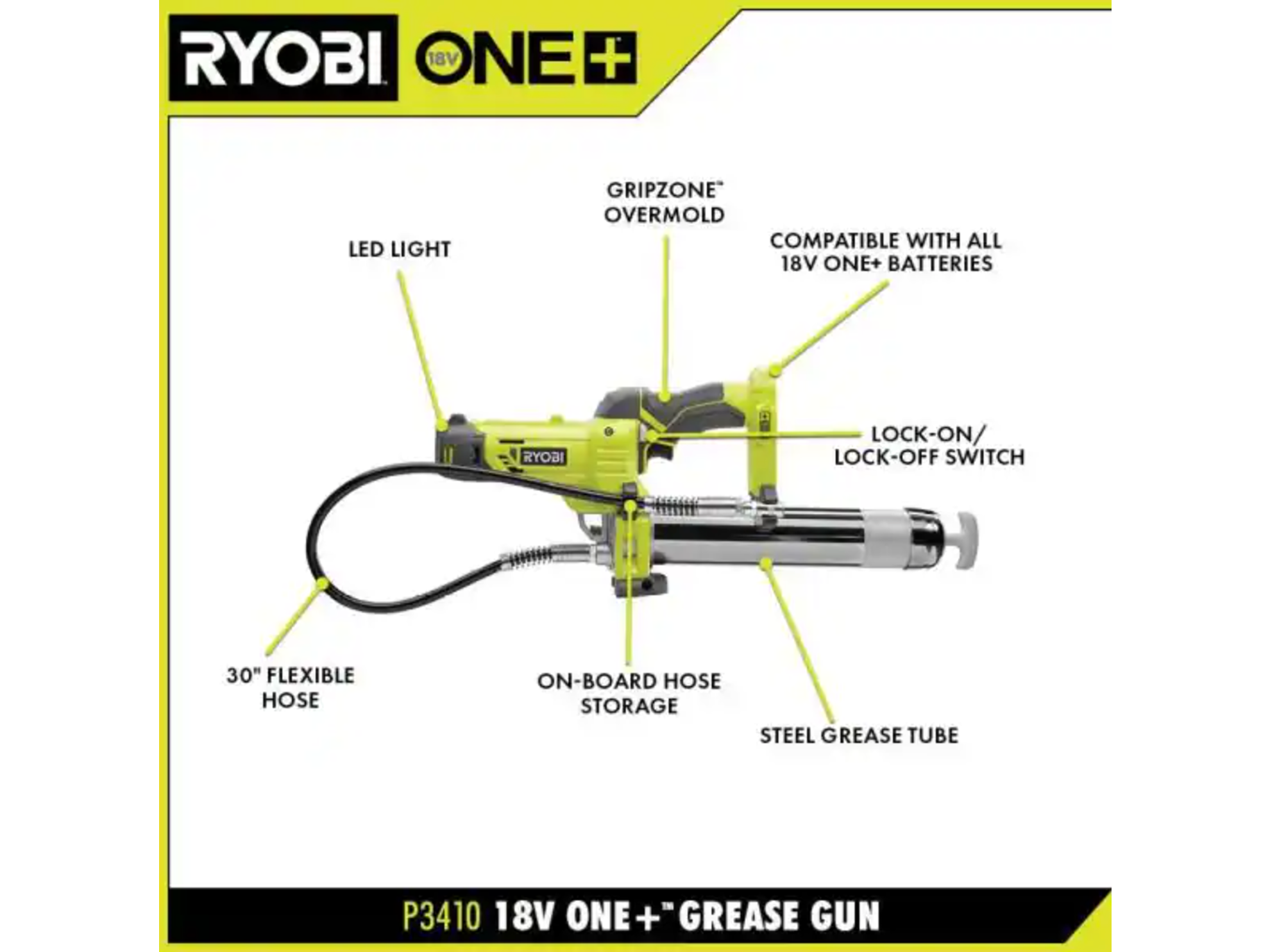 ONE+ 18V Cordless Grease Gun Kit with 2.0 Ah Battery and 18V Charger Image 3