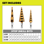 3 PC. Titanium Step Drill Bit Set