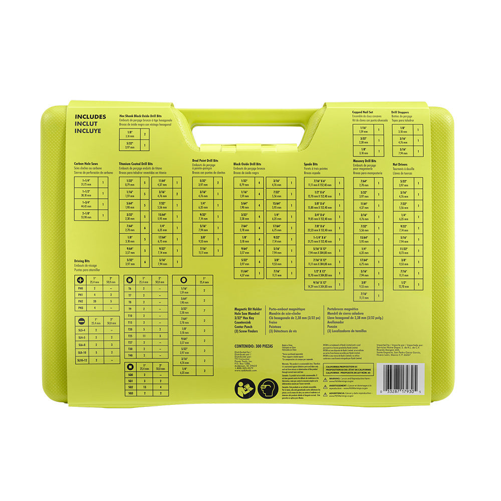 Multi-Material Drill and Drive Kit (300-Piece) with Case – RYOBI