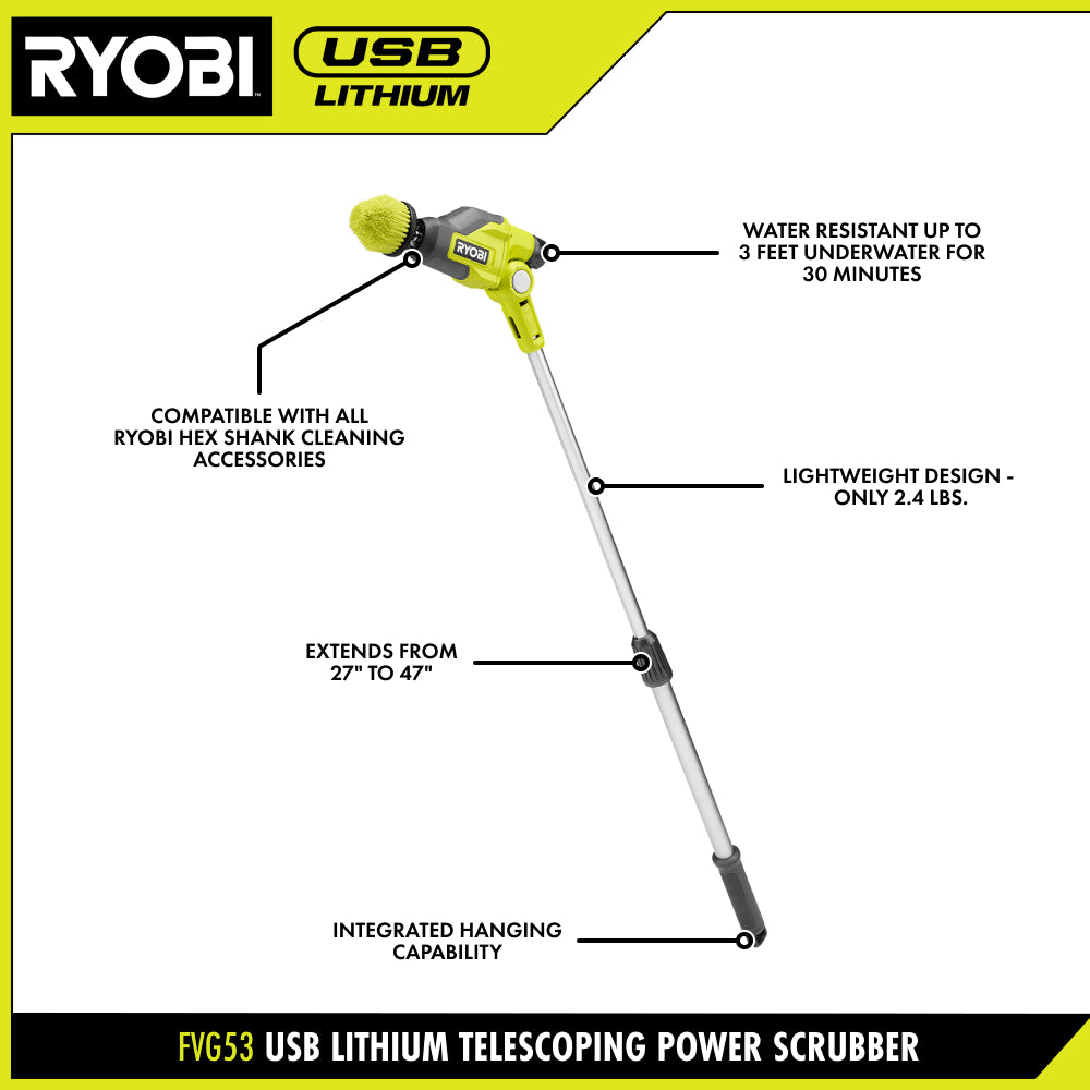USB Lithium Telescoping Power Scrubber Kit – RYOBI Tools Canada