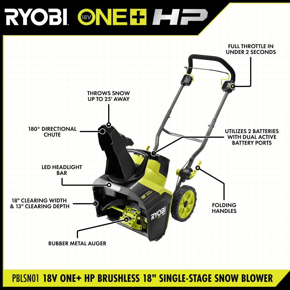 18V ONE+ HP Brushless 18" Single-Stage Snow Blower Kit