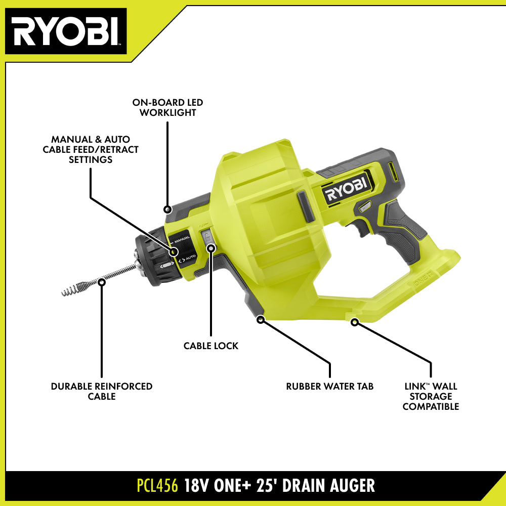 18V ONE+ 25' Drain Auger