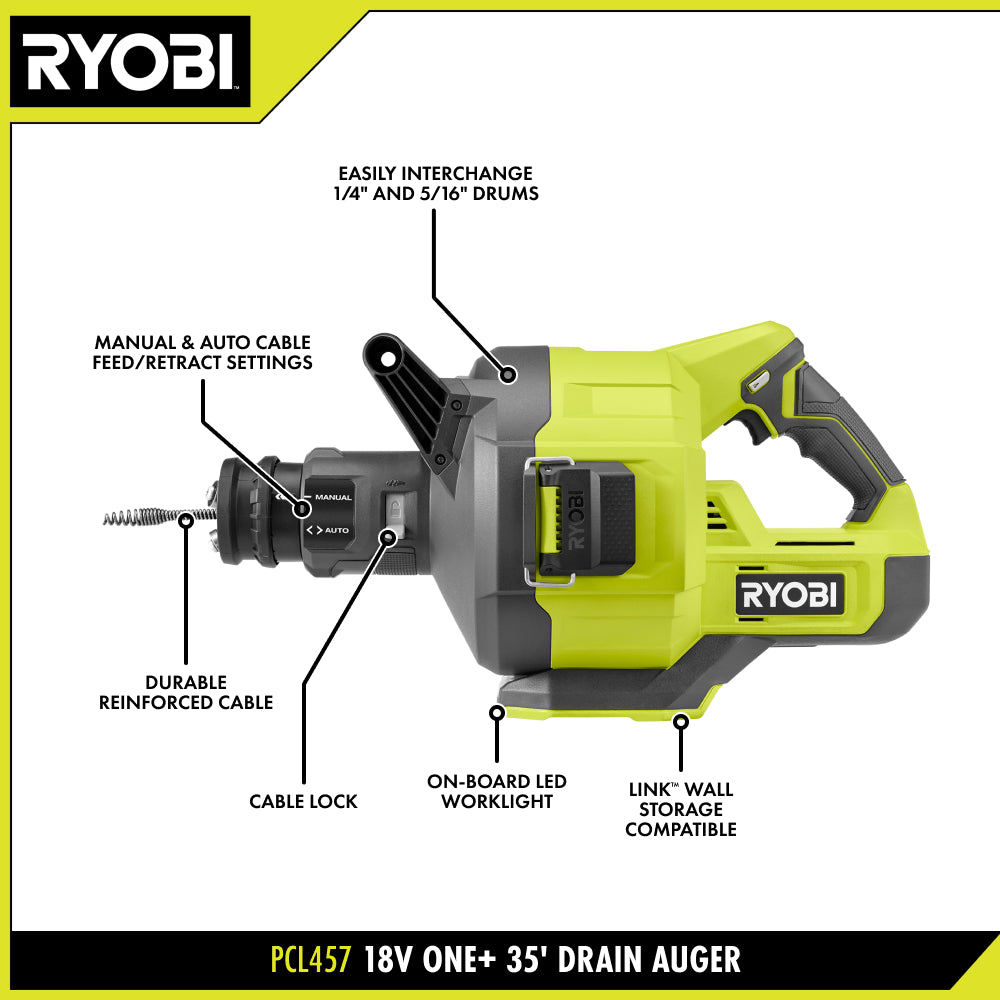 18V ONE+ 35' Drain Auger