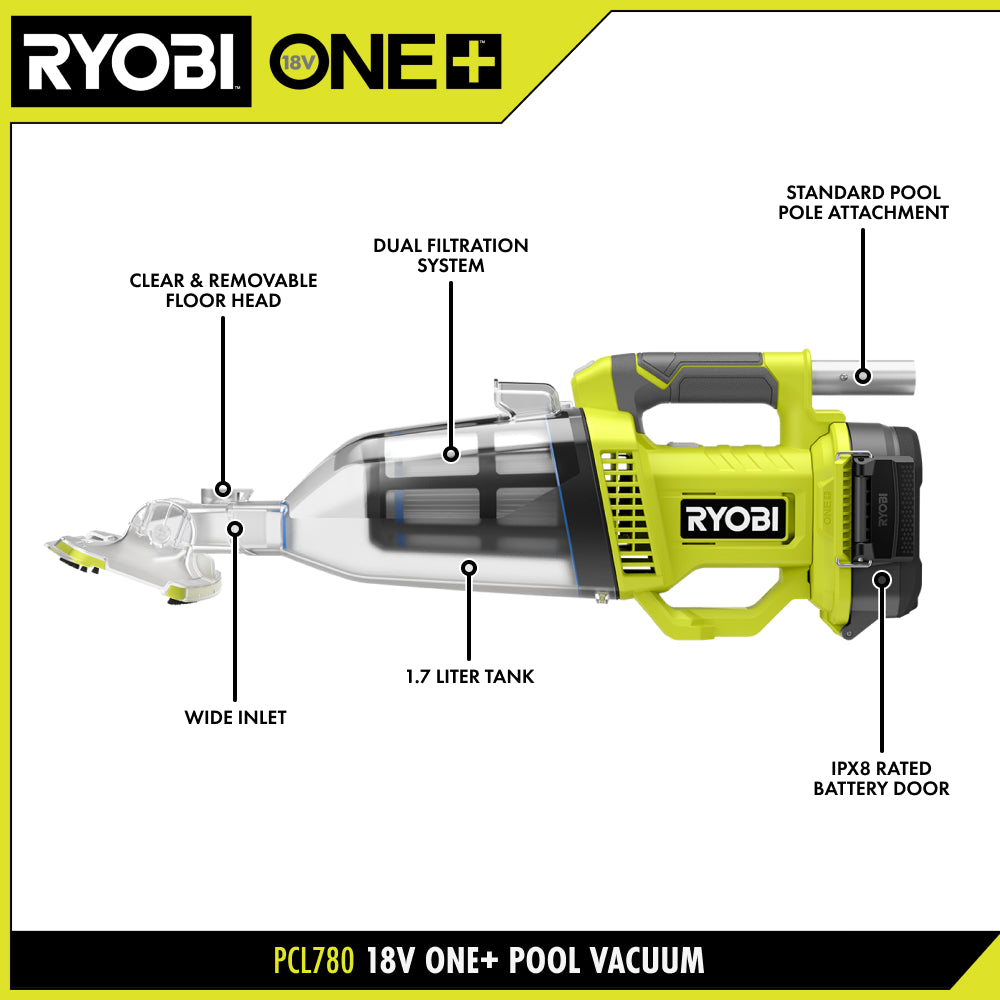 18V ONE+ Pool Vacuum – RYOBI Tools Canada