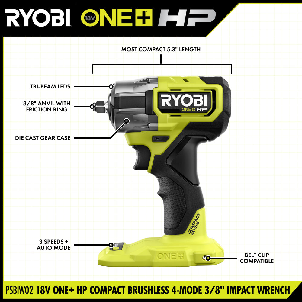 18V ONE+ HP Compact Brushless 4-Mode 3/8" Impact Wrench