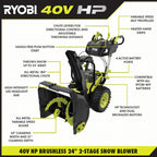 40V HP Brushless Whisper Series 24” Two-Stage Snow Blower Kit Image 4