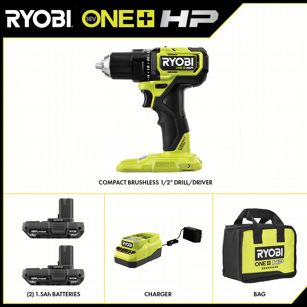 18V ONE+ HP COMPACT BRUSHLESS 1/2" DRILL/DRIVER KIT Image 2
