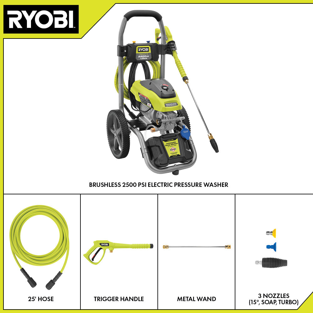 2500 PSI 1.2 GPM BRUSHLESS ELECTRIC PRESSURE WASHER – RYOBI Tools