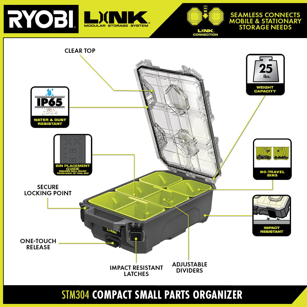 LINK COMPACT SMALL PARTS ORGANIZER – RYOBI Tools Canada