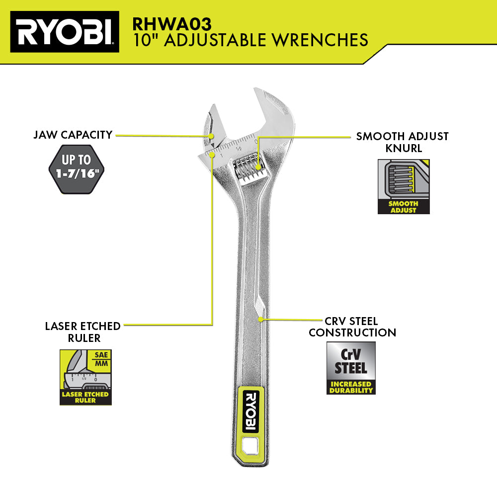 10" Adjustable Wrench Image 2