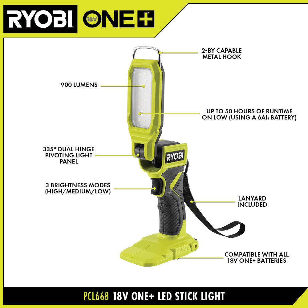 18V ONE+ LED STICK LIGHT – RYOBI Tools Canada